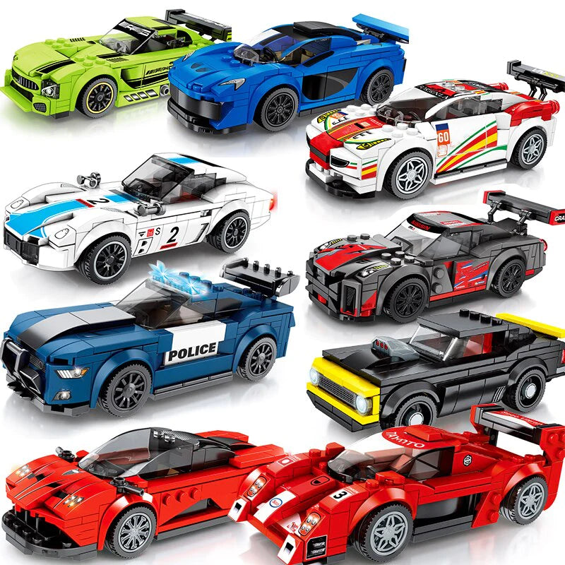 SEMBO City Speed Champions Famous Vehicle Model Assemblage Building Blocks Super Racer Racing Cars Bricks Kids Toys for Children
