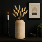 Handmade Modern Wood Accent Vase – Ceramic Bamboo Design Decor