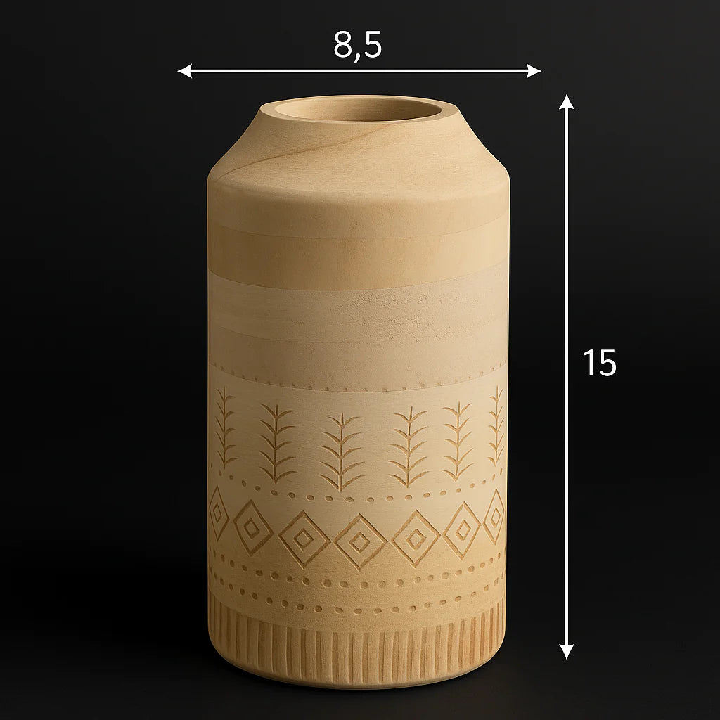 Handmade Modern Wood Accent Vase – Ceramic Bamboo Design Decor